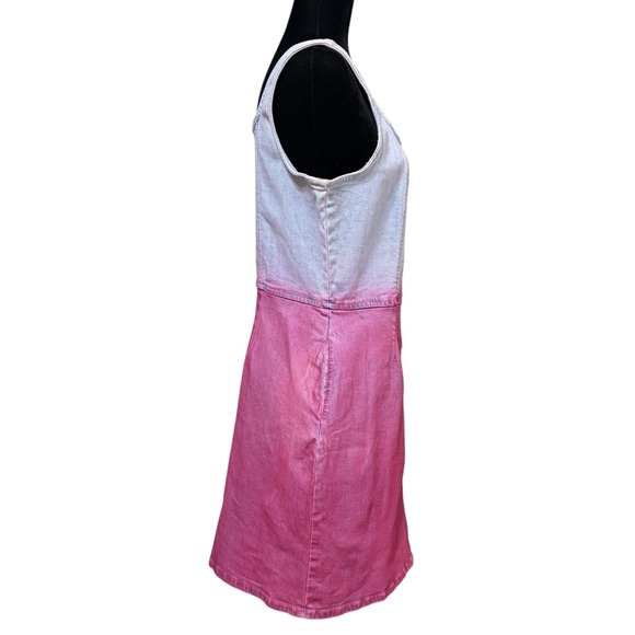 Jordache Vintage Ombre Pink Denim Button Front Tank Dress Size Large - Picture 4 of 10